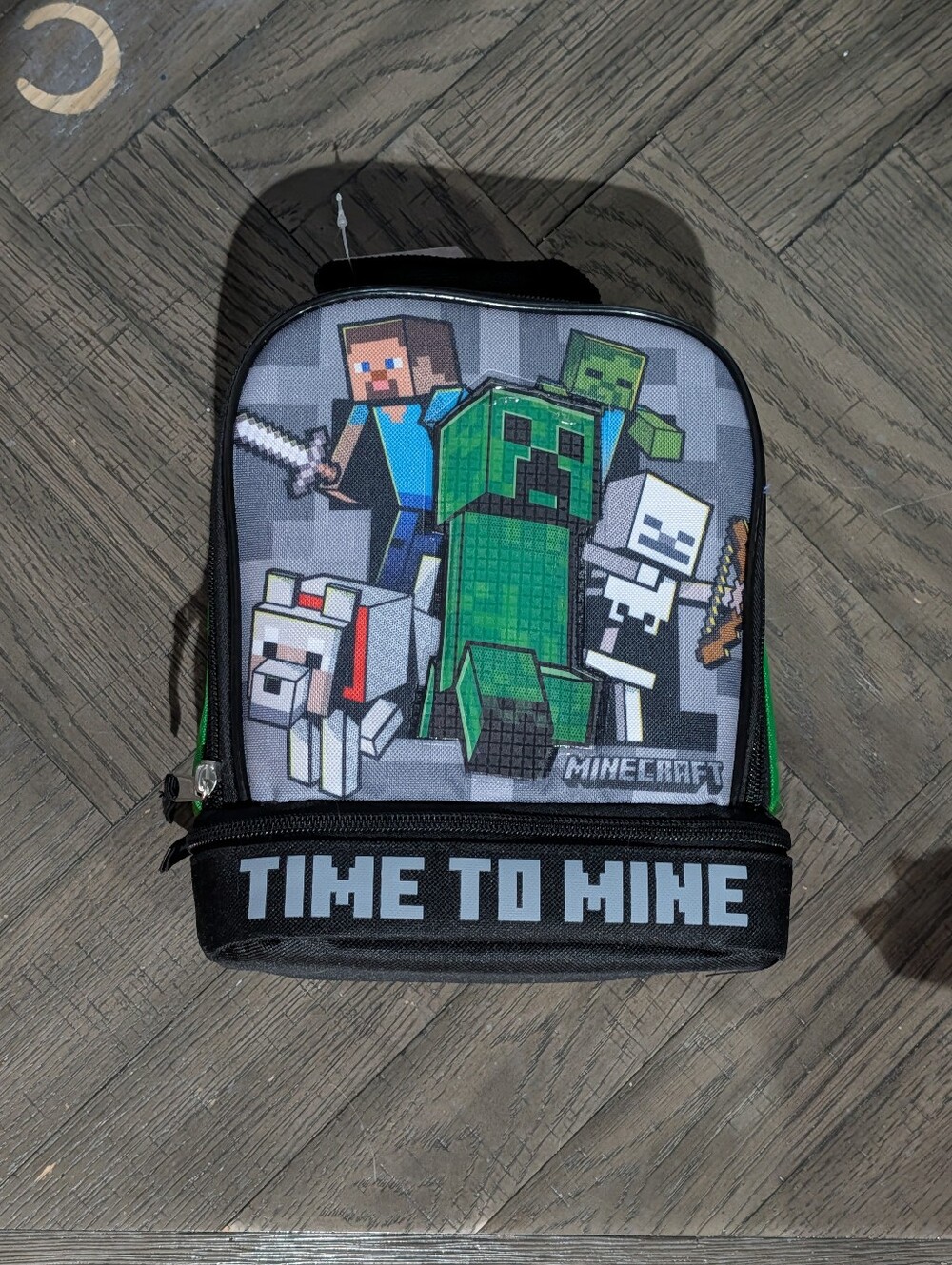 Brand New Minecraft Creeper Dual Compartment Insulated Tote Case Lunch Bag